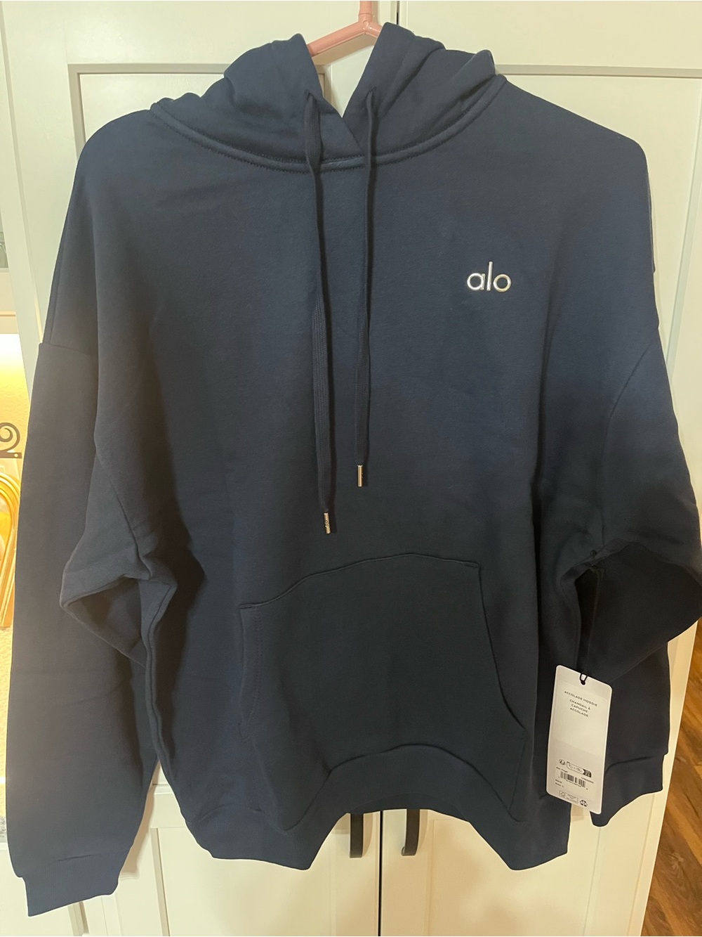 NWT Alo Yoga Accolade Hoodie Navy Blue Large Oversized Pullover